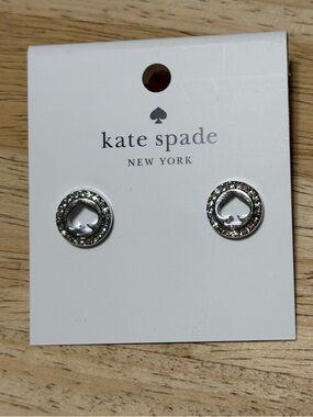 kate spade Silver Crystal Spade Circle Stud Earrings